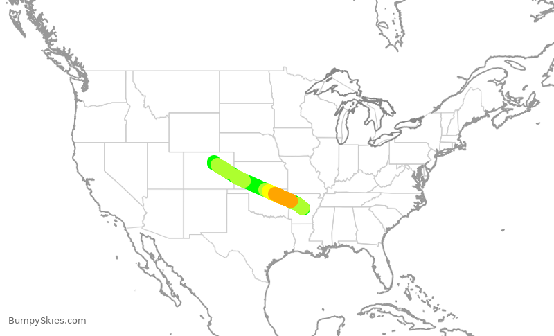 Turbulence forecast map for SKW4686, LIT to DEN
