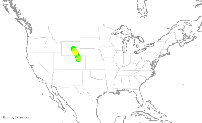 Turbulence forecast map for SKW4687, DEN to CPR