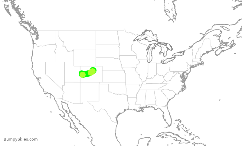 Turbulence forecast map for SKW4690, GJT to DEN
