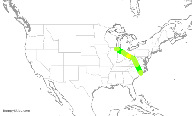 Turbulence forecast map for SKW4691, ILM to ORD