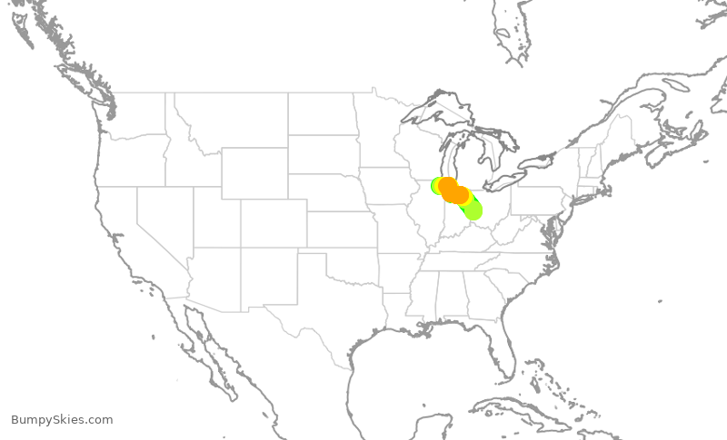 Turbulence forecast map for SKW4699, DAY to ORD
