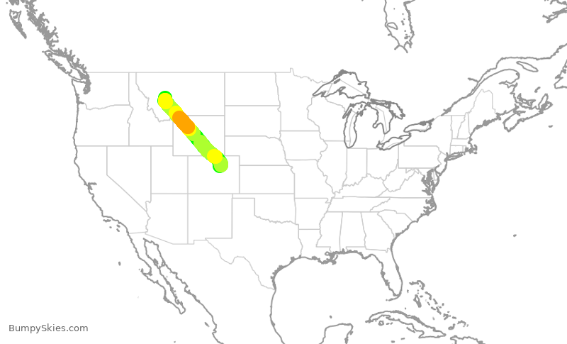 Turbulence forecast map for SKW4705, DEN to HLN