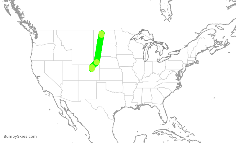 Turbulence forecast map for SKW4716, DEN to MOT