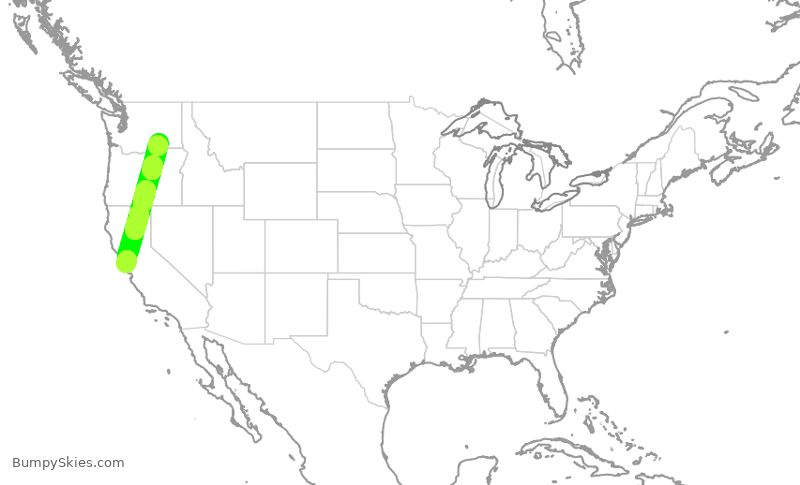 Turbulence forecast map for SKW4717, SFO to PSC