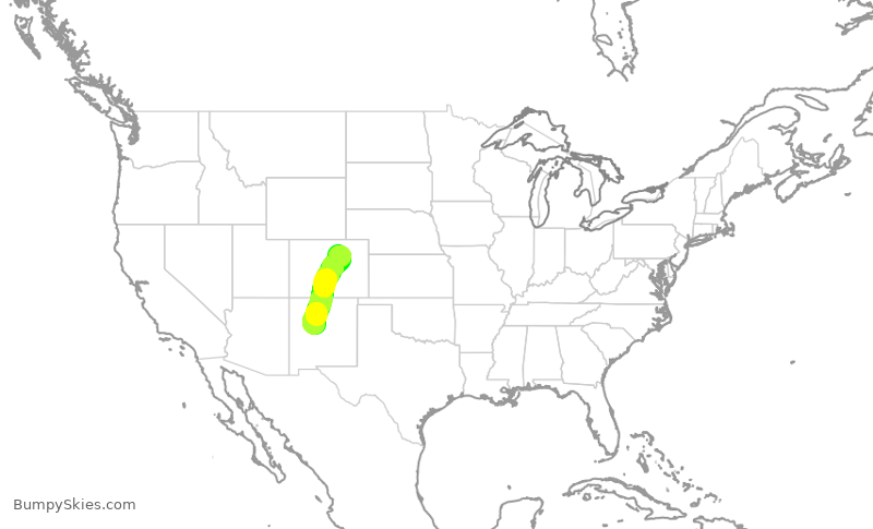 Turbulence forecast map for SKW4718, DEN to ABQ