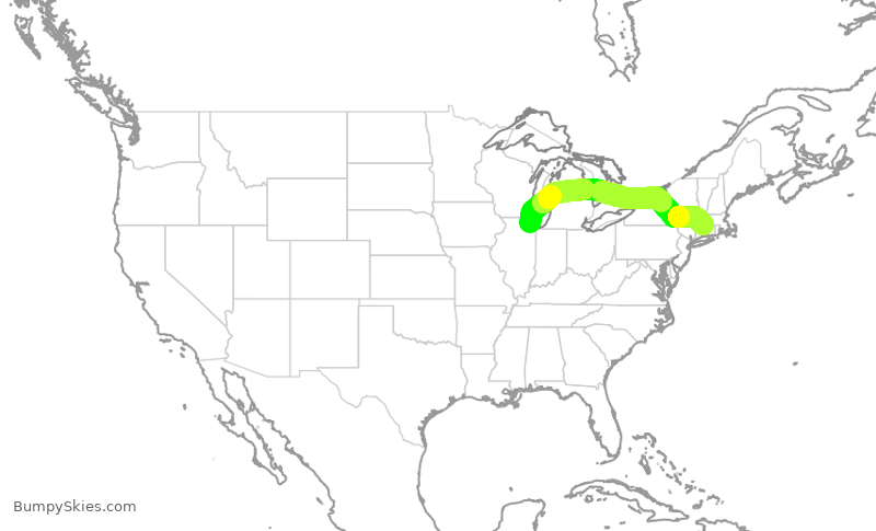 Turbulence forecast map for SKW4719, ORD to BDL