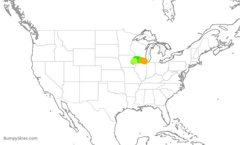 Turbulence forecast map for SKW4723, CID to ORD