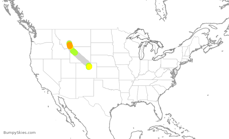 Turbulence forecast map for SKW4725, DEN to BZN