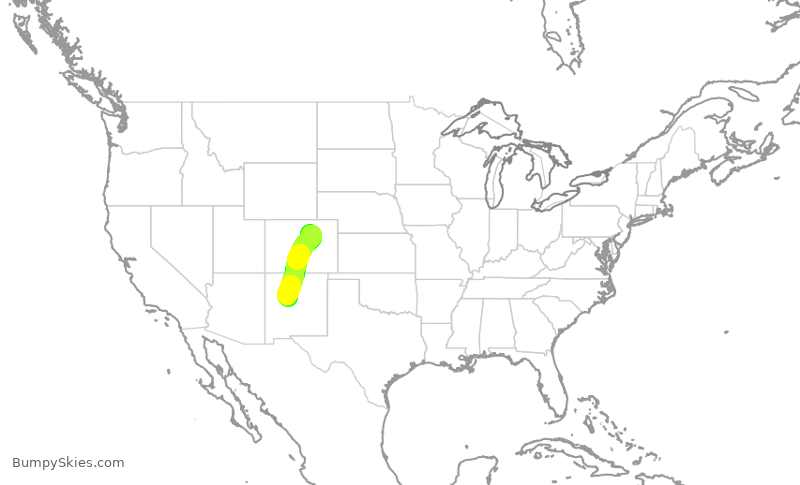Turbulence forecast map for SKW4728, DEN to ABQ