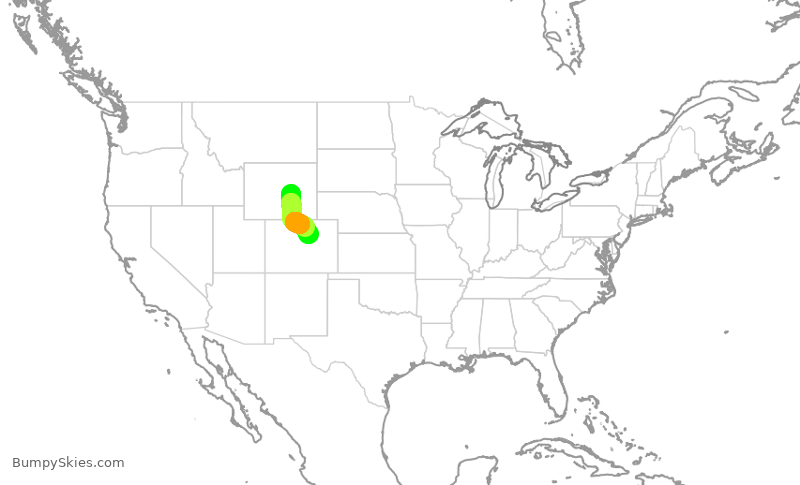 Turbulence forecast map for SKW4736, CPR to DEN