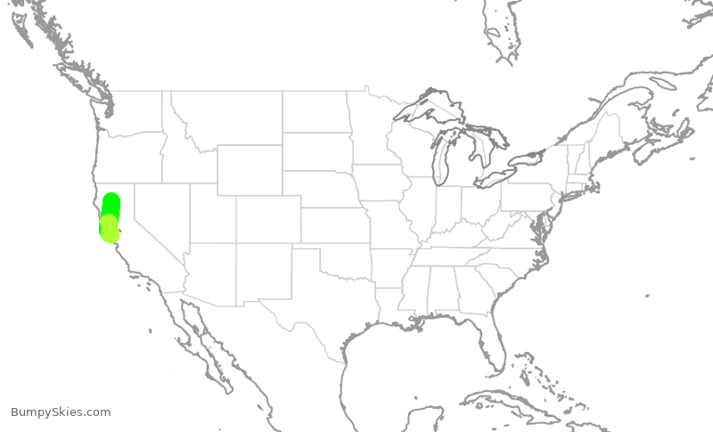 Turbulence forecast map for SKW4736, RDD to SFO