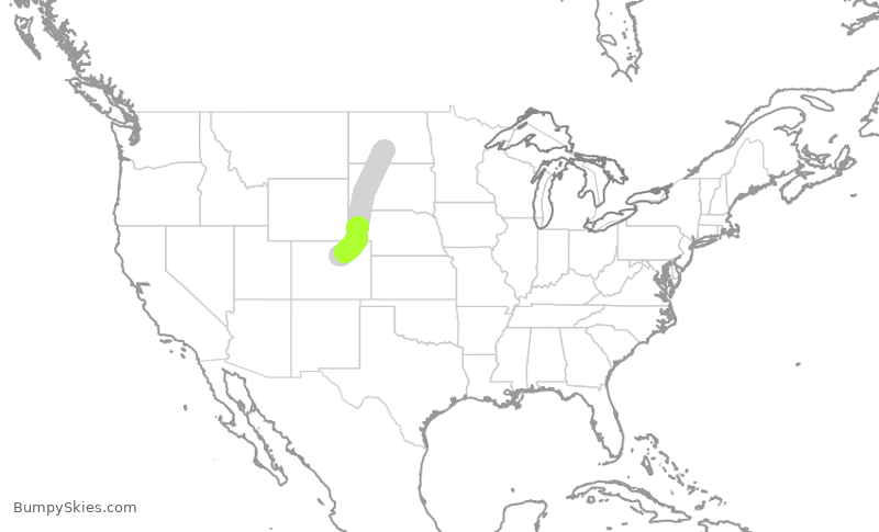 Turbulence forecast map for SKW4738, BIS to DEN