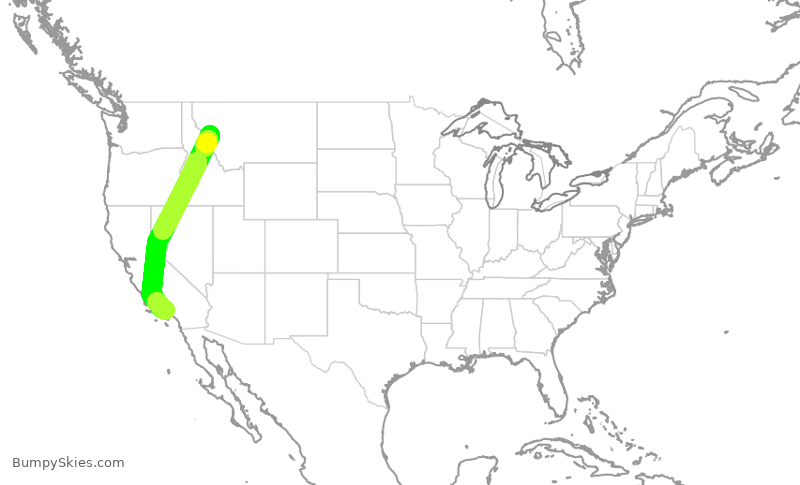 Turbulence forecast map for SKW4741, MSO to LAX
