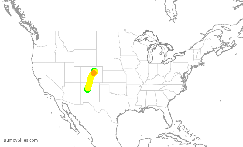 Turbulence forecast map for SKW4744, DEN to ABQ