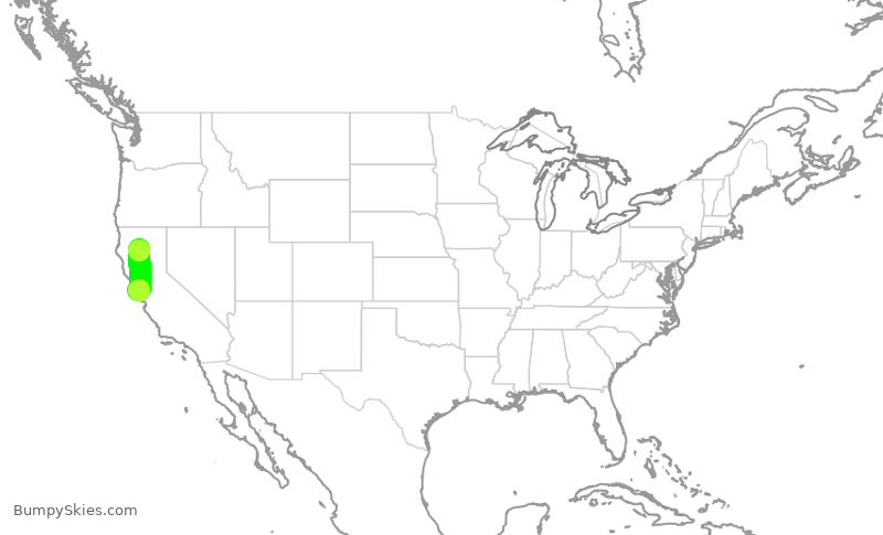 Turbulence forecast map for SKW4746, SFO to RDD