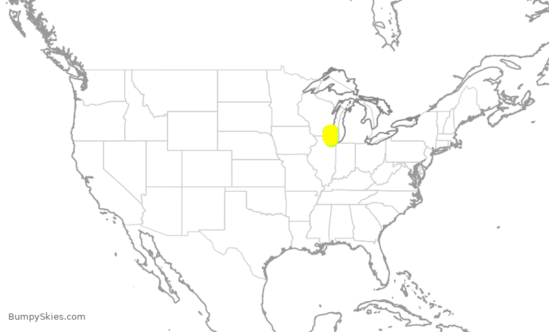 Turbulence forecast map for SKW4748, MKE to ORD