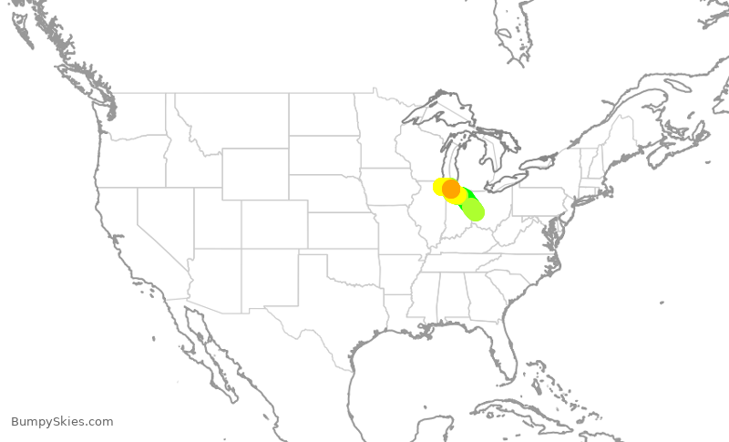 Turbulence forecast map for SKW4749, DAY to ORD
