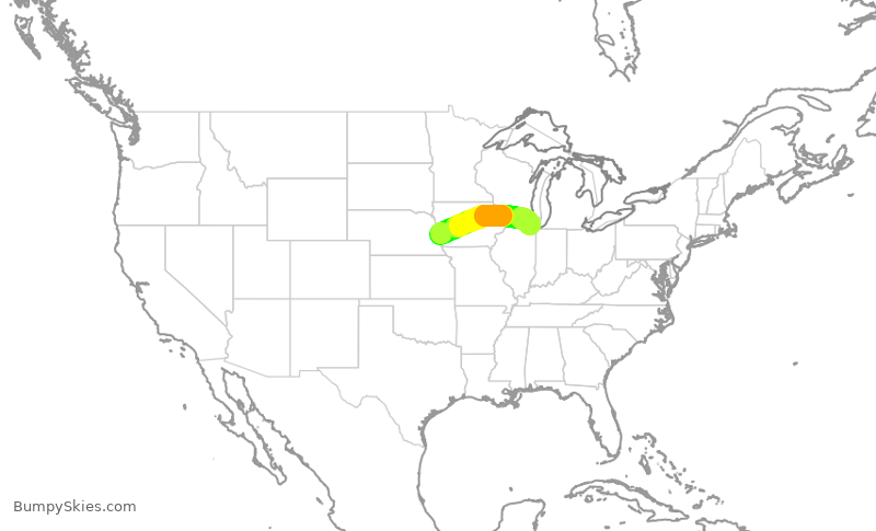 Turbulence forecast map for SKW4749, OMA to ORD