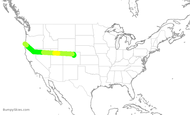 Turbulence forecast map for SKW4757, DEN to OTH