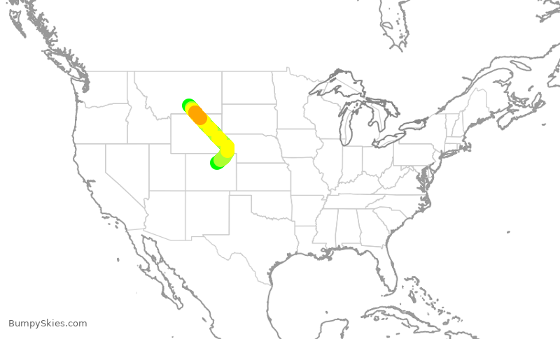 Turbulence forecast map for SKW4758, BIL to DEN