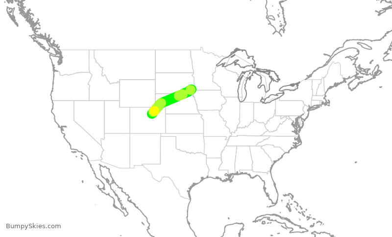 Turbulence forecast map for SKW4759, DEN to FSD