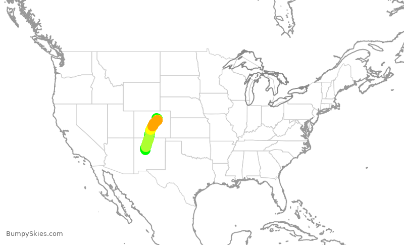 Turbulence forecast map for SKW4761, DEN to ABQ