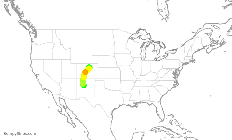 Turbulence forecast map for SKW4768, ABQ to DEN