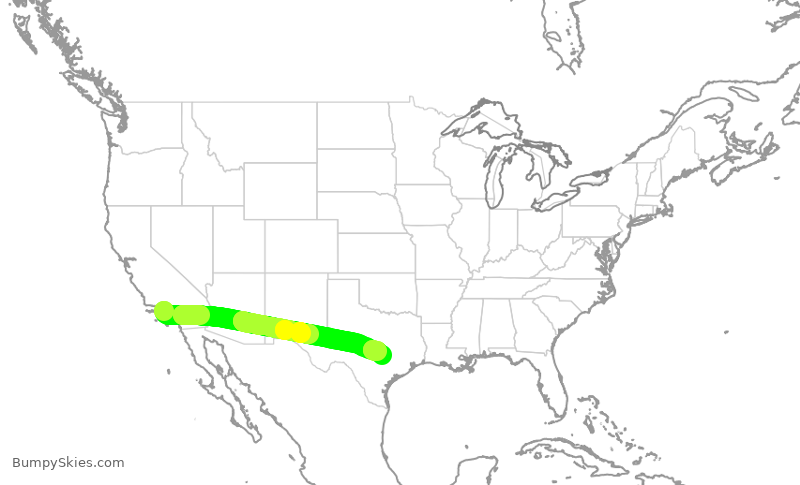 Turbulence forecast map for SKW4769, LAX to AUS