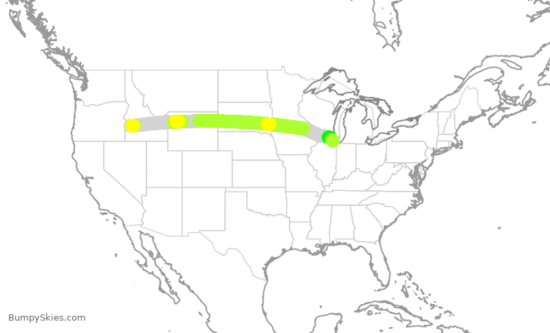 Turbulence forecast map for SKW4773, BOI to ORD