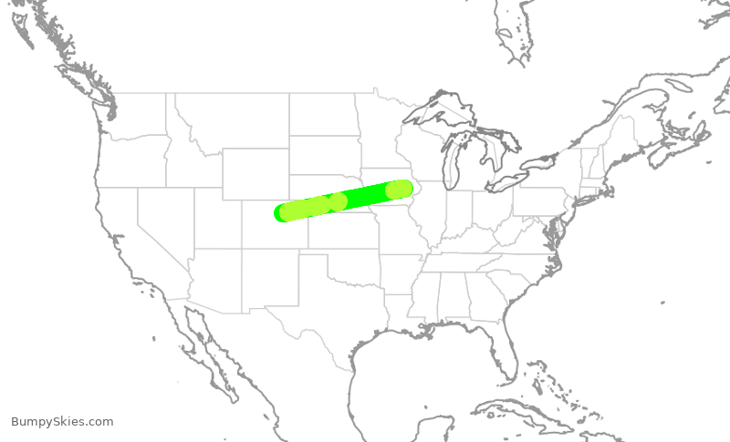 Turbulence forecast map for SKW4773, DEN to CID