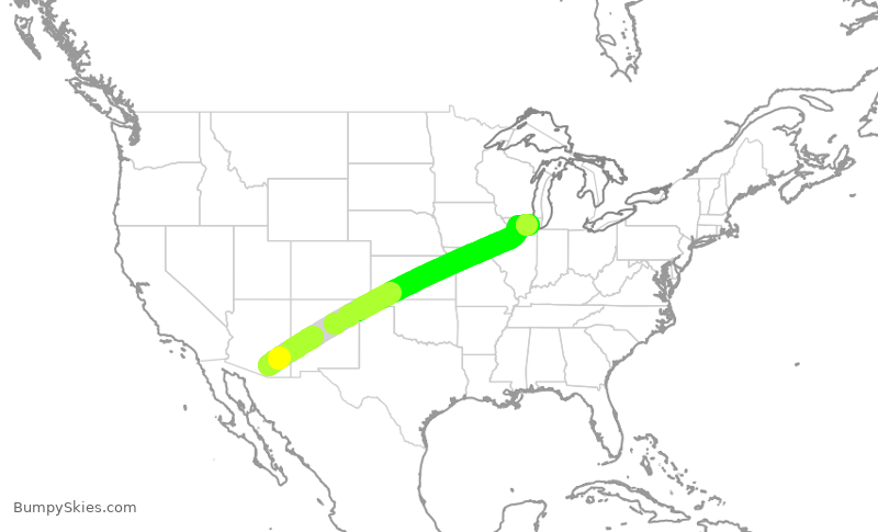 Turbulence forecast map for SKW4774, TUS to ORD