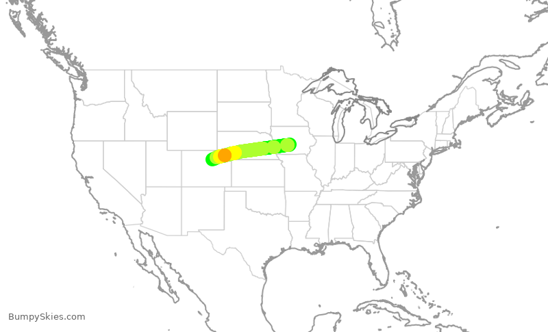 Turbulence forecast map for SKW4777, DSM to DEN