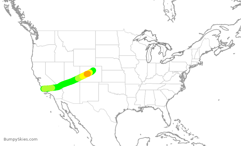 Turbulence forecast map for SKW4787, SBP to DEN
