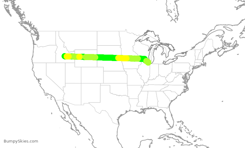 Turbulence forecast map for SKW4788, SUN to ORD