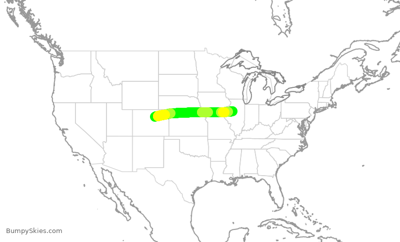 Turbulence forecast map for SKW4792, DEN to PIA