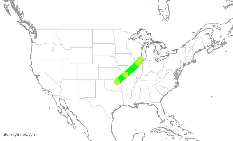 Turbulence forecast map for SKW4795, TUL to ORD