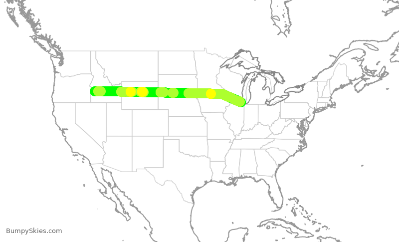 Turbulence forecast map for SKW4806, BOI to ORD