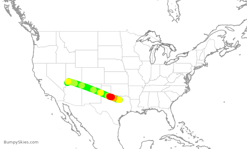 Turbulence forecast map for SKW4817, DFW to SGU