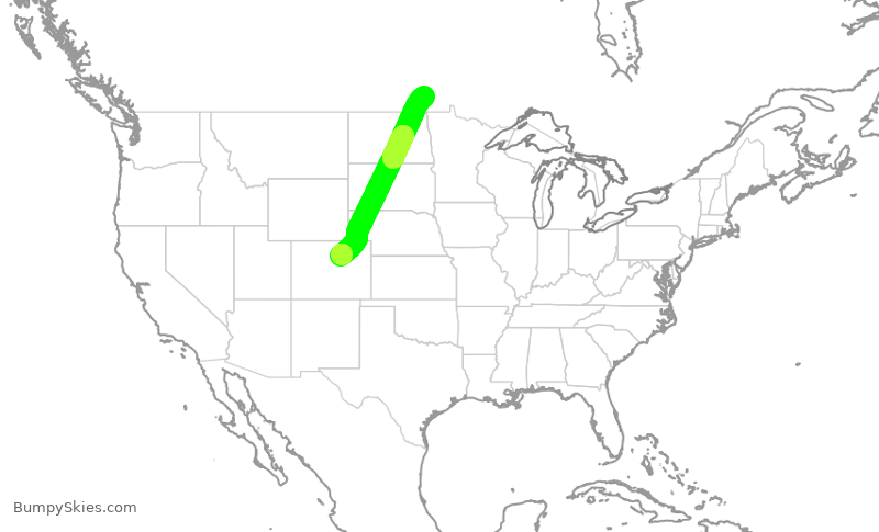Turbulence forecast map for SKW481, YWG to DEN