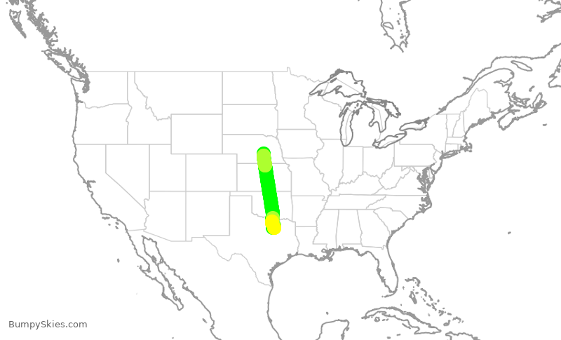 Turbulence forecast map for SKW4821, DFW to GRI