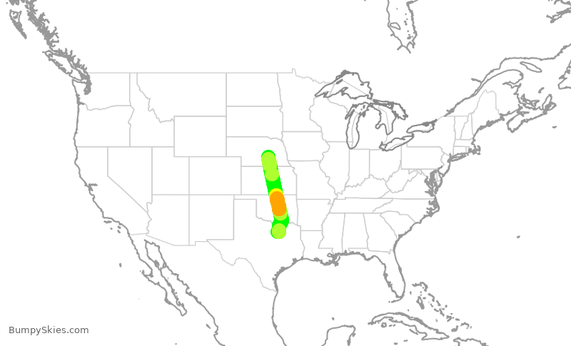 Turbulence forecast map for SKW4823, DFW to GRI