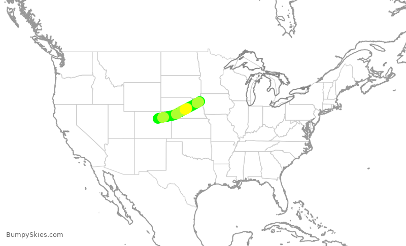 Turbulence forecast map for SKW483, DEN to SUX
