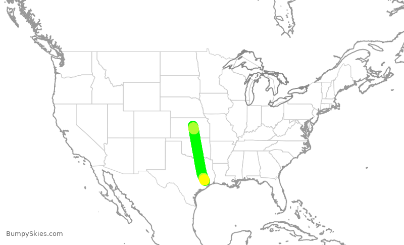 Turbulence forecast map for SKW483, IAH to SLN