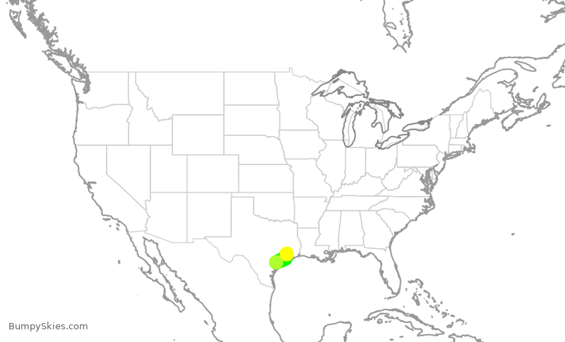 Turbulence forecast map for SKW487, IAH to VCT