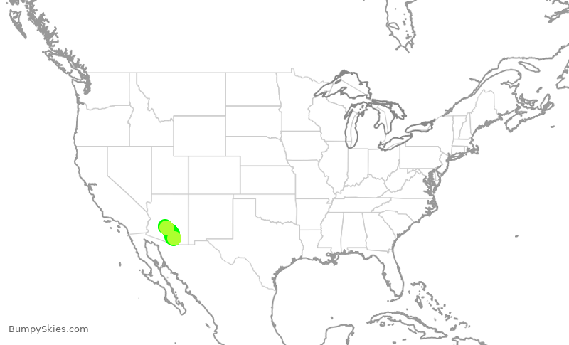 Turbulence forecast map for SKW4888, TUS to PHX