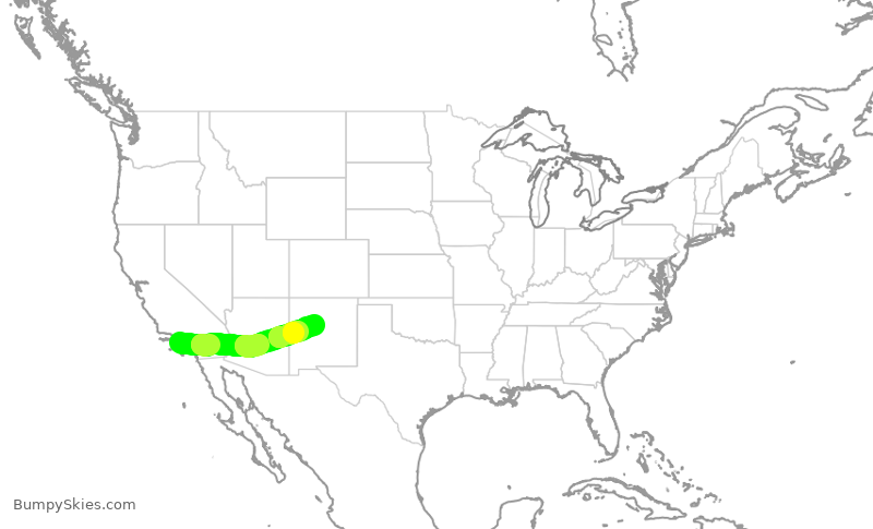 Turbulence forecast map for SKW4891, LAX to ABQ