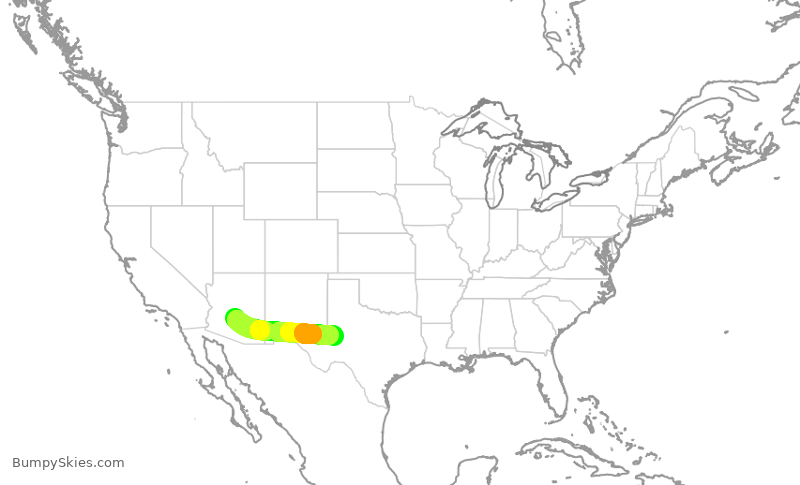 Turbulence forecast map for SKW4892, PHX to MAF
