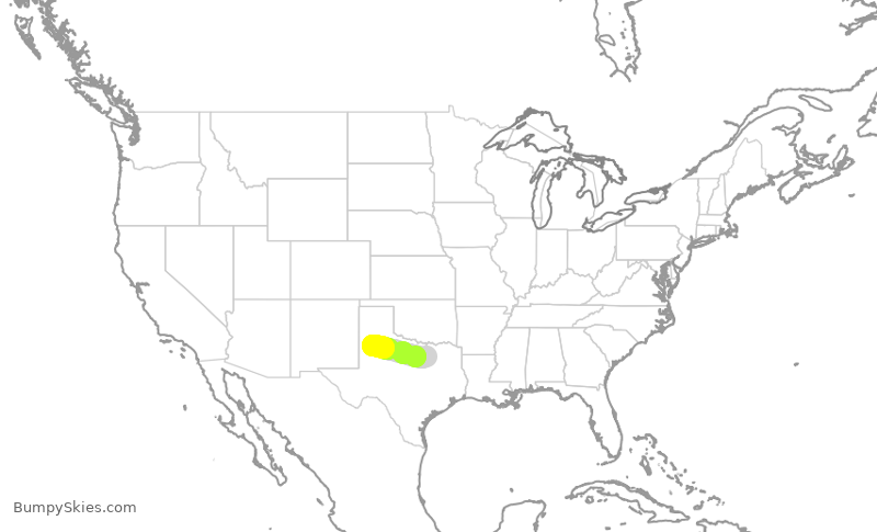 Turbulence forecast map for SKW4894, DFW to LBB
