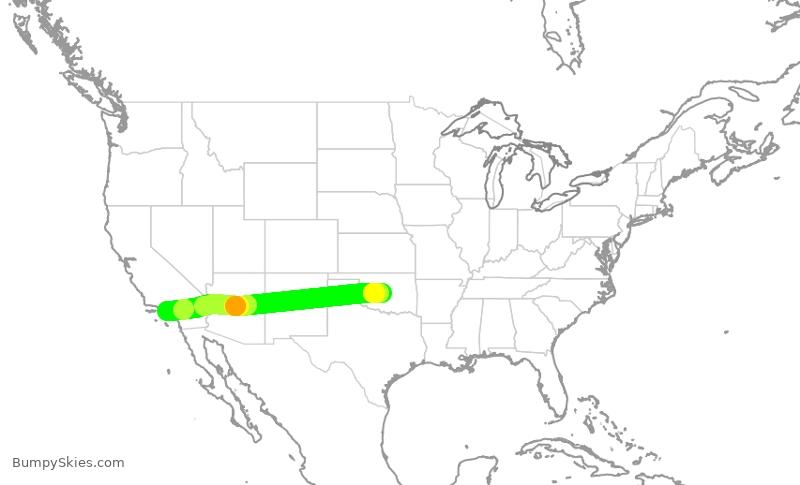 Turbulence forecast map for SKW4895, OKC to LAX