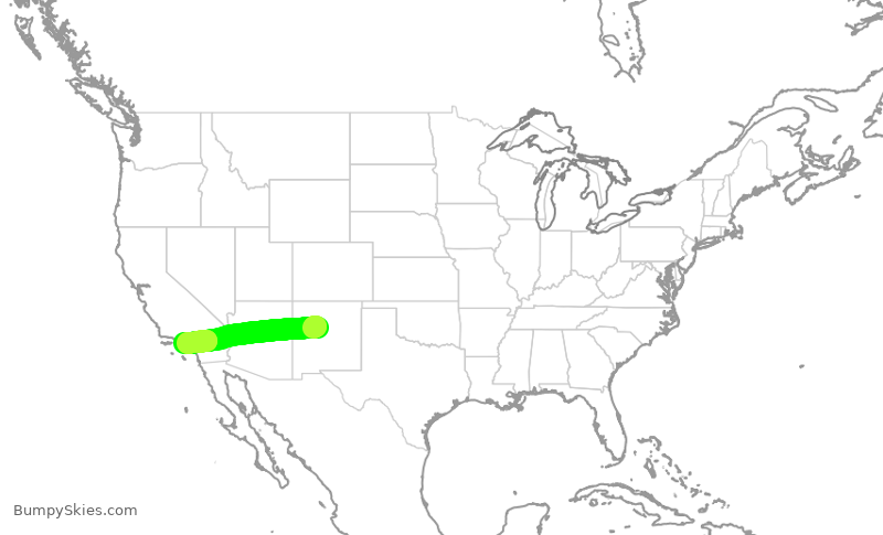 Turbulence forecast map for SKW4897, ABQ to LAX
